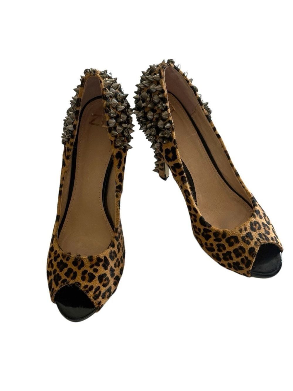 Leopard Print Stilettos Spiked high heels open toe 
Women’s 9 USA Party Wedding - Picture 7 of 16